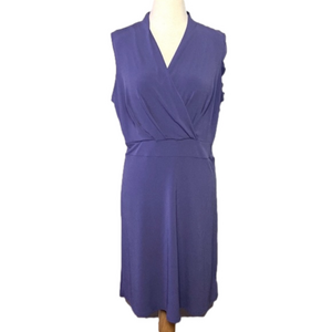 Liz Claiborne Cap Sleeve Dress V Neckline Purple L